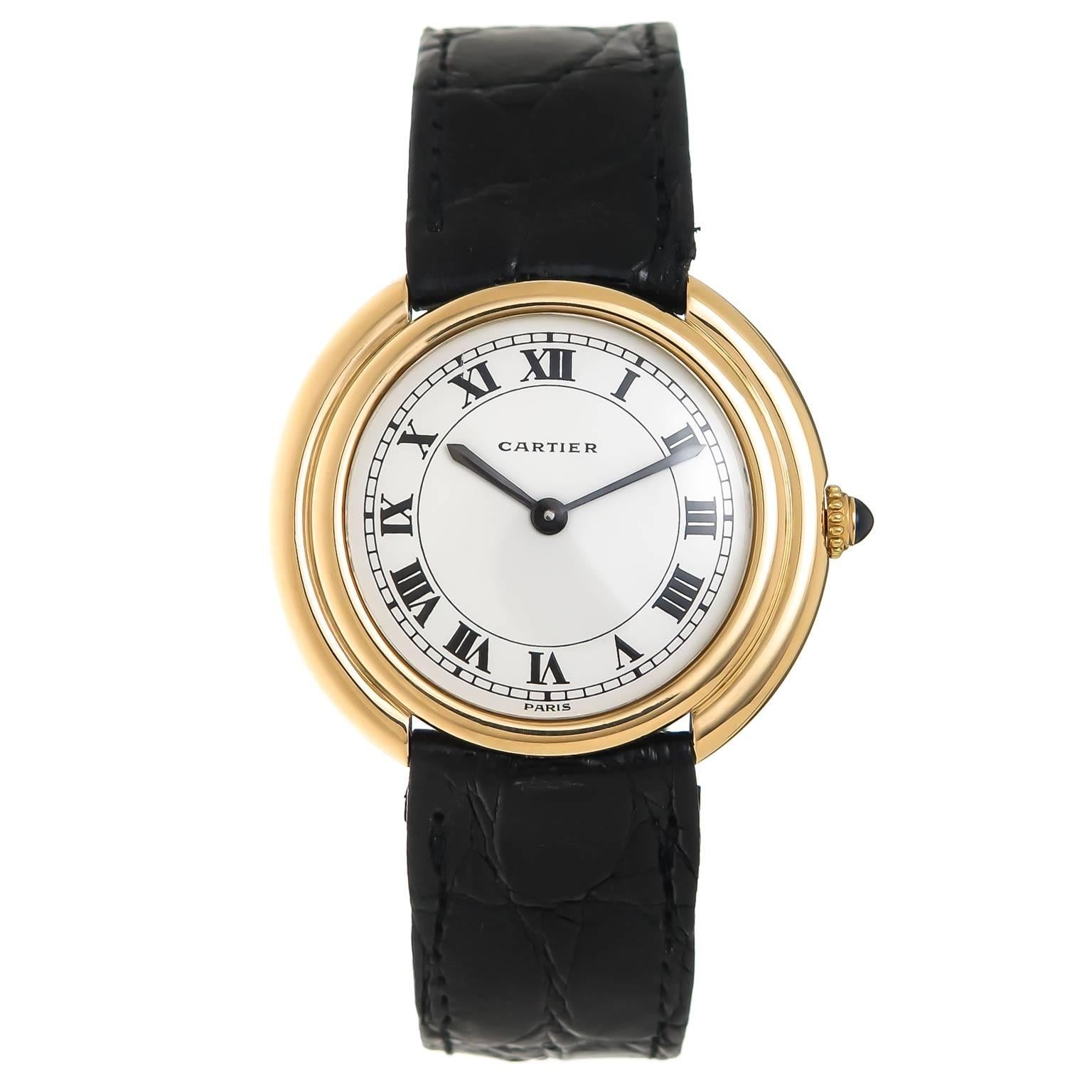 1960s Cartier Yellow Gold Round Cintree Wristwatch