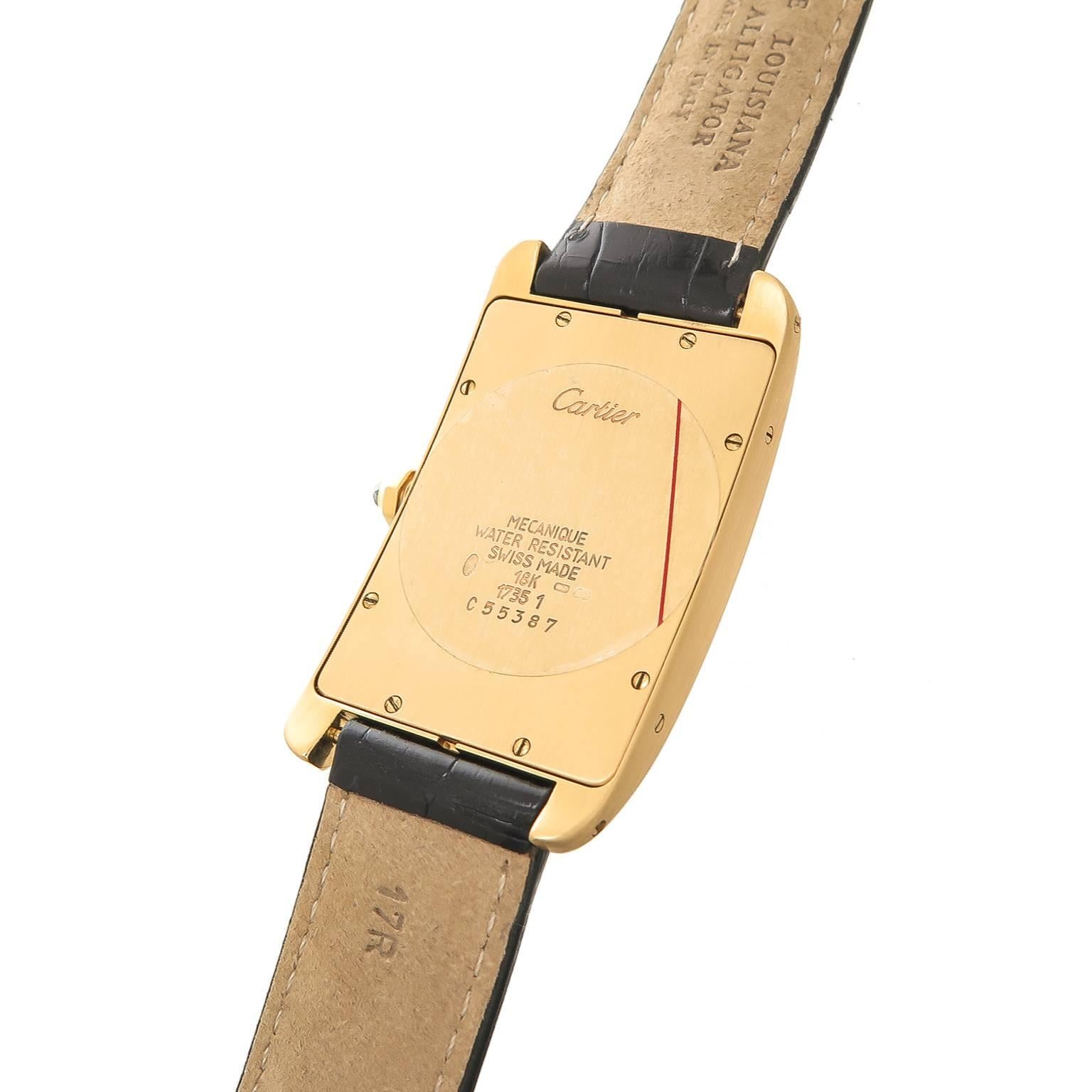 Cartier Yellow Gold Tank Americaine Wristwatch In Excellent Condition In Chicago, IL