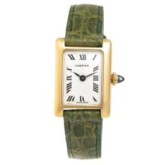 Retro Cartier Ladies Yellow Gold Tank Wristwatch 