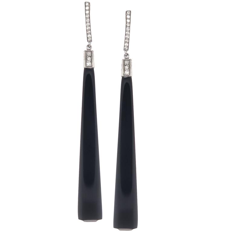 Tiffany And Co Onyx Diamond Platinum Earrings At 1stdibs Onyx Diamond Platinum Earrings For
