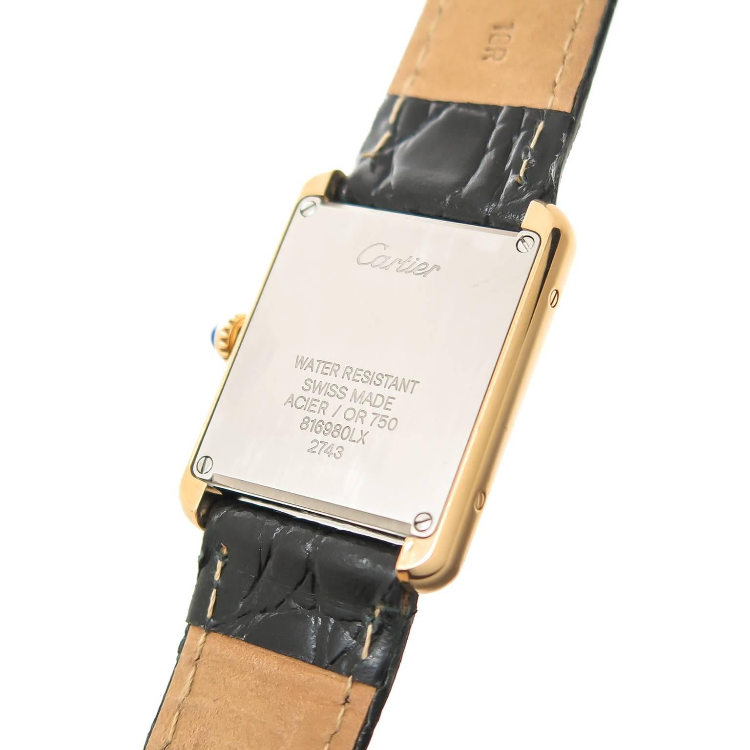 Cartier Yellow Gold Classic Tank Wrist Watch In Excellent Condition In Chicago, IL