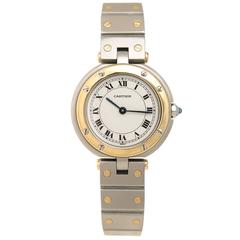 Vintage Cartier Ladies Yellow Gold Stainless Steel Santos Quartz Wristwatch