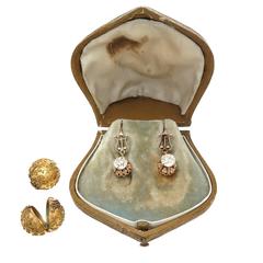 1890s Victorian Diamond Gold Carriage Day Night Earrings