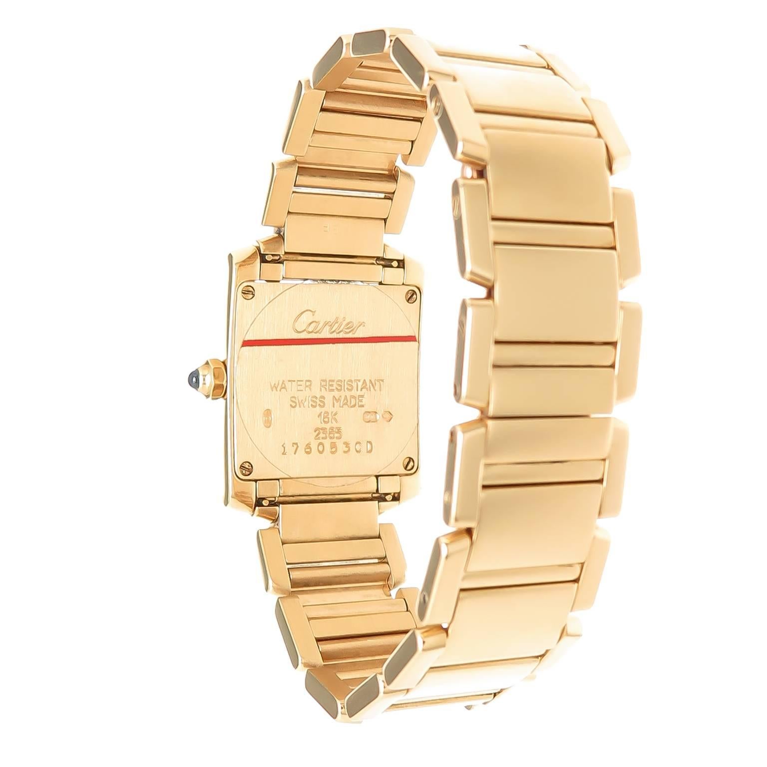 Cartier Ladies Yellow Gold Tank Francaise Quartz Wristwatch In Excellent Condition In Chicago, IL