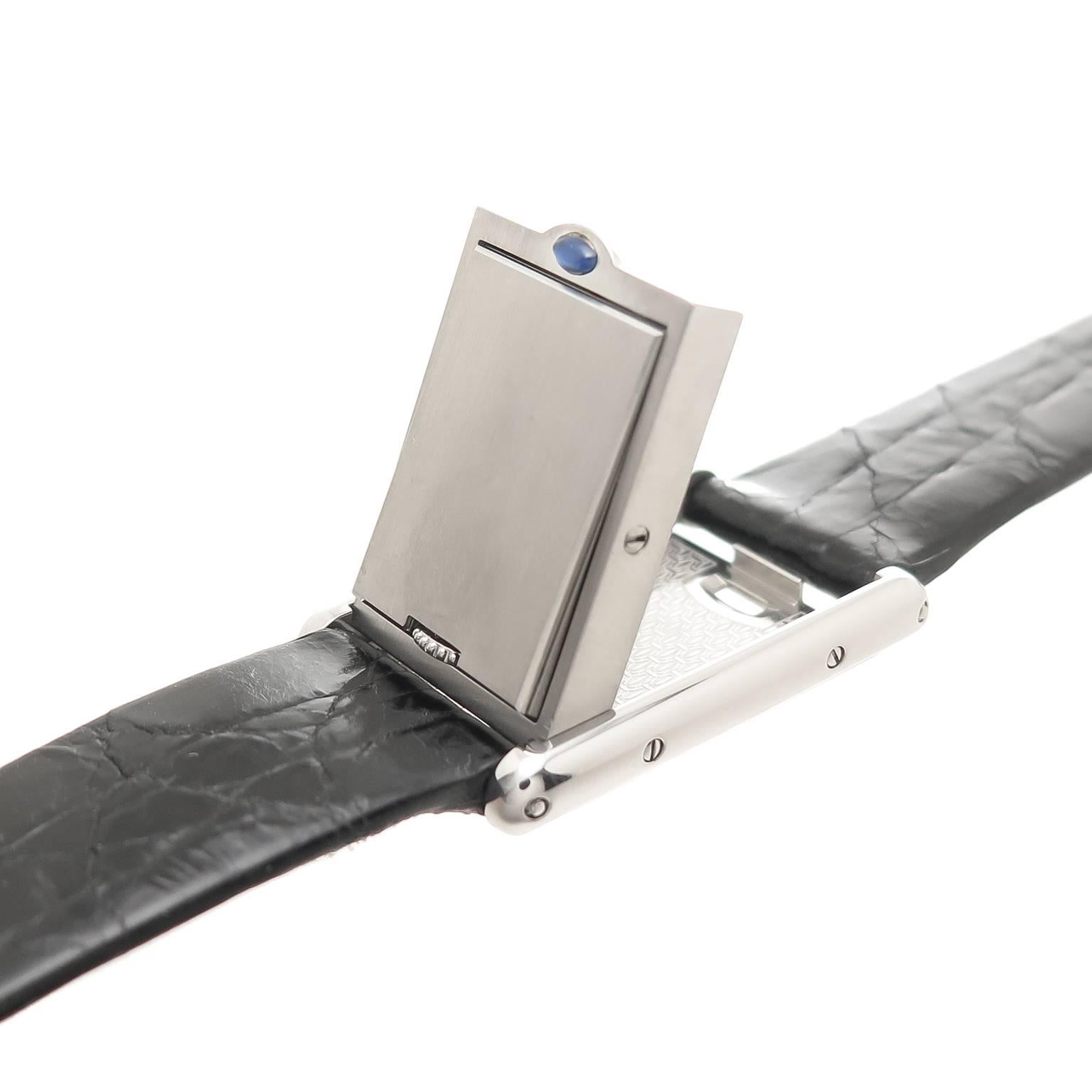 Women's Cartier Ladies Stainless Steel Basculante Reversible Quartz Wristwatch 