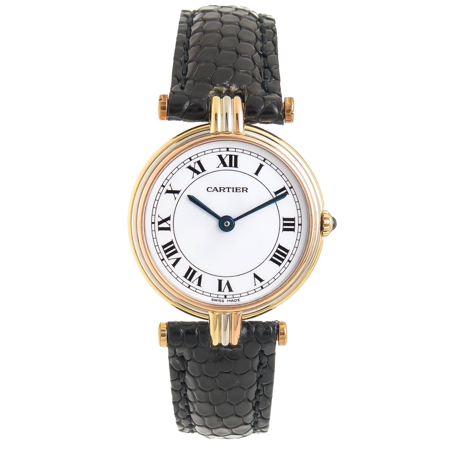 Cartier Ladies Tricolor Gold Vendome Quartz Wristwatch