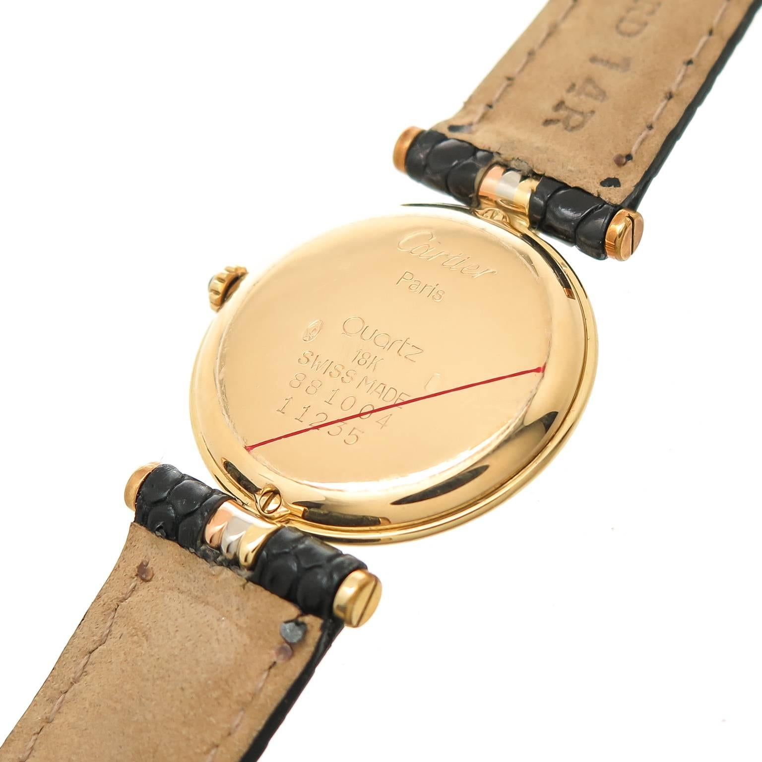 Cartier Ladies Tricolor Gold Vendome Quartz Wristwatch In Excellent Condition In Chicago, IL