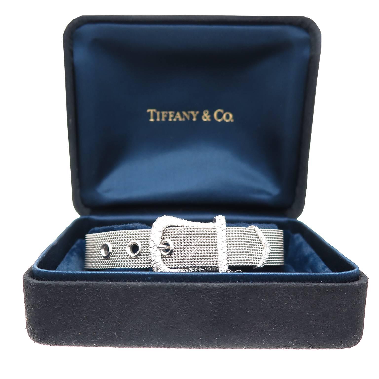 Women's Tiffany & Co. Diamond Platinum Mesh Buckle Bracelet 