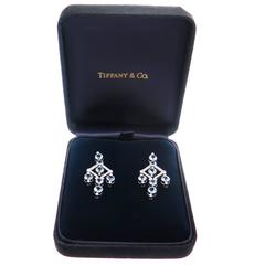 Tiffany & Co. Aquamarine Diamond Platinum Dangle Earrings