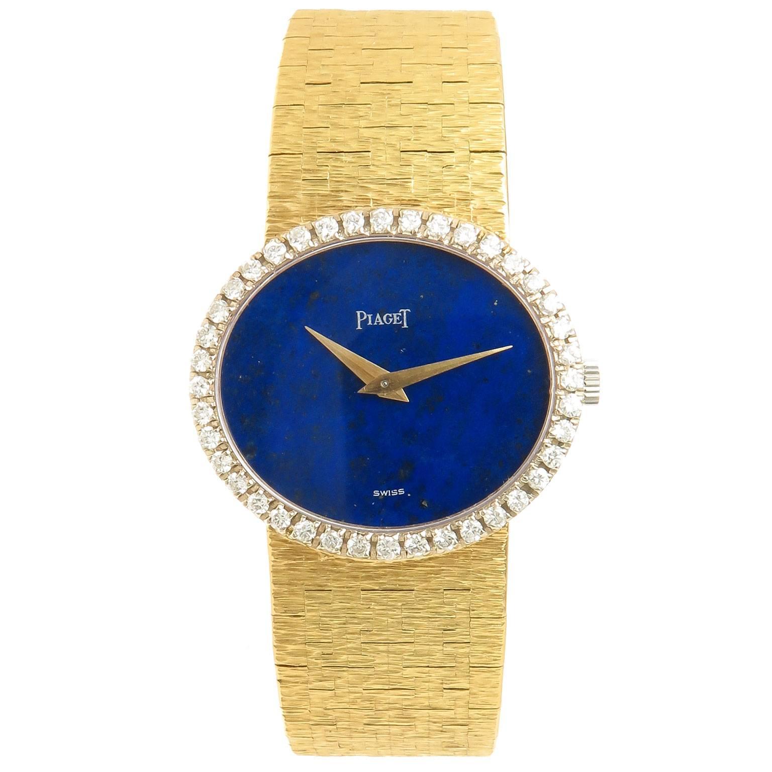 Piaget yellow Gold Diamond and Lapis mechanical Wrist watch