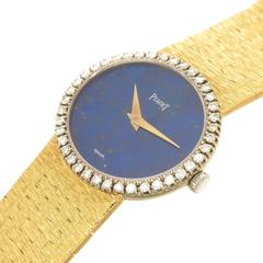 Piaget Gelbgold-Armbanduhr mit Diamanten und Lapislazuli
