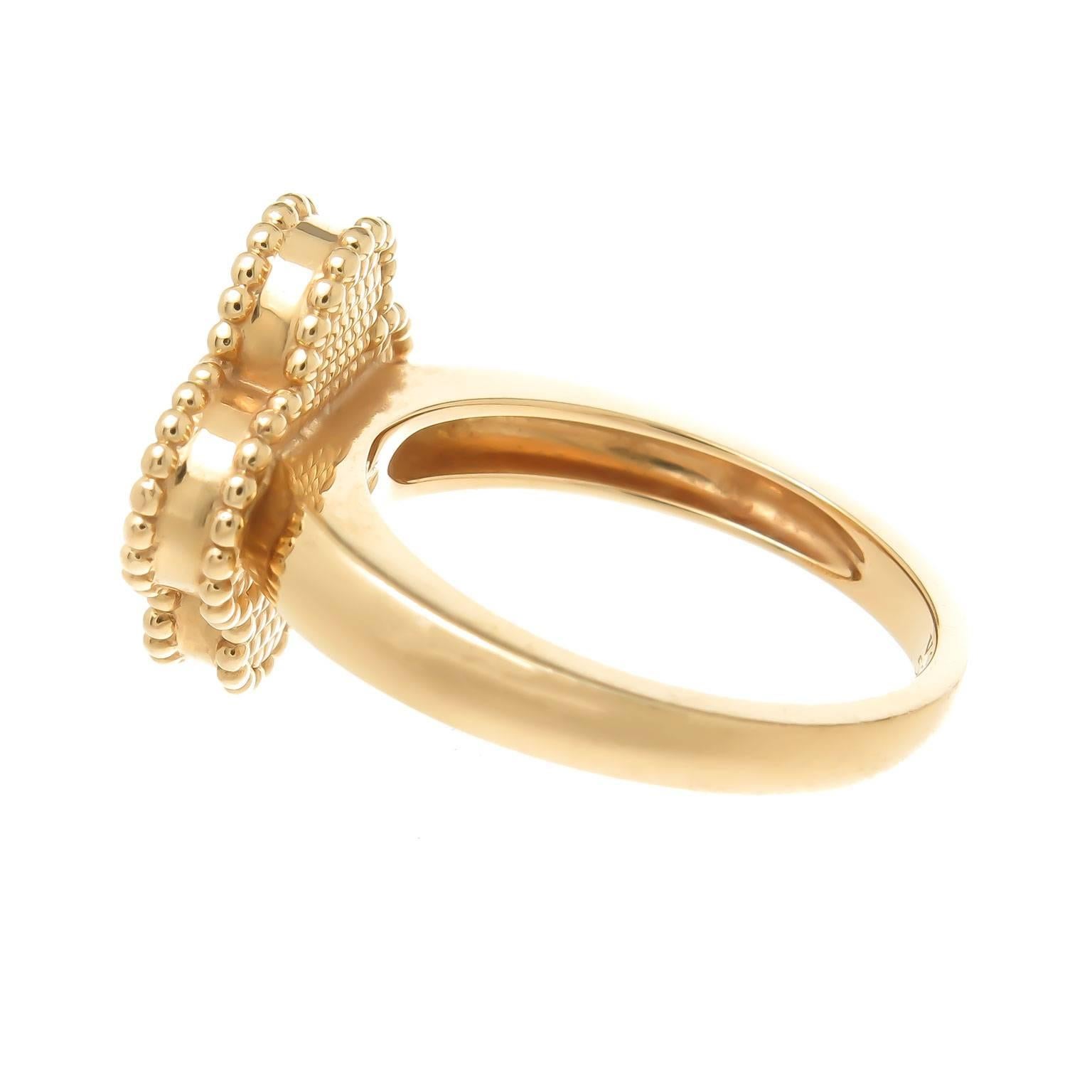 Van Cleef & Arpels Alhambra Goldring aus Perlmutt mit Diamanten Damen