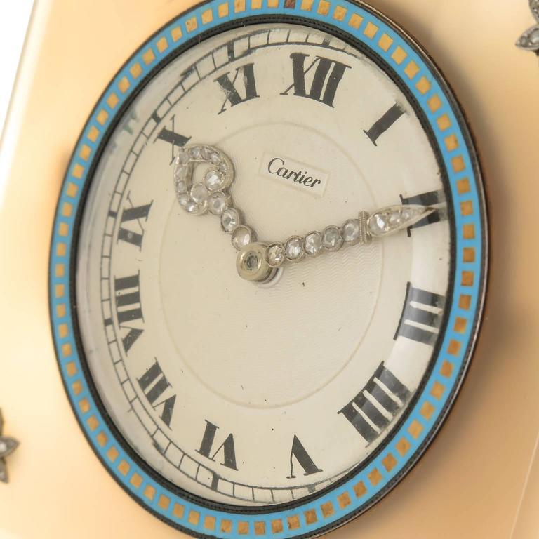 Cartier EWC Agate Enamel and Diamond set Desk Clock at 1stDibs