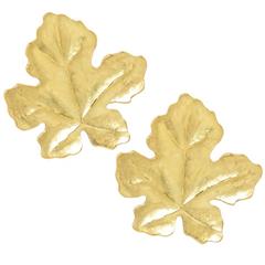 Tiffany & Company Angela Cummings Yellow Gold leaf earrings