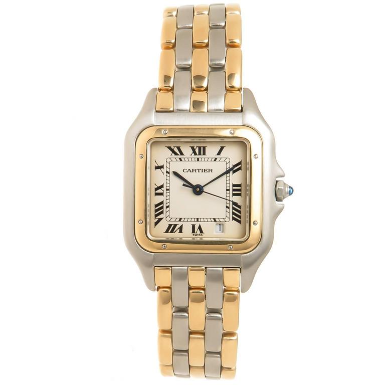 Cartier Panther Gold and Steel Mid Size Quartz Watch at 1stDibs