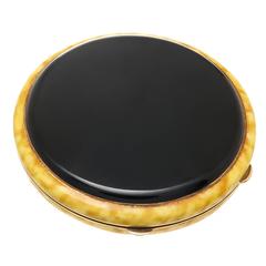1940s Cartier Enamel Gem Set Gold Compact