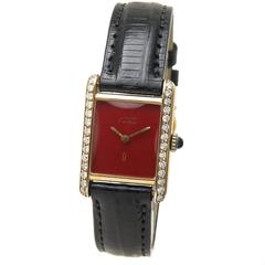 Cartier Ladies Vermeil  Diamond Set Tank Quartz Wristwatch