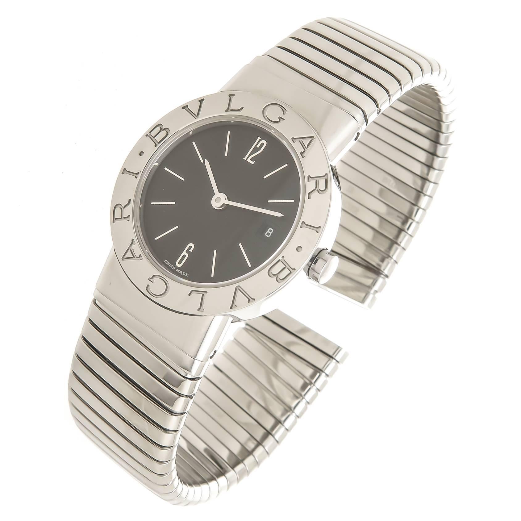 Bulgari Ladies Stainless Steel Tubogas Quartz Wristwatch