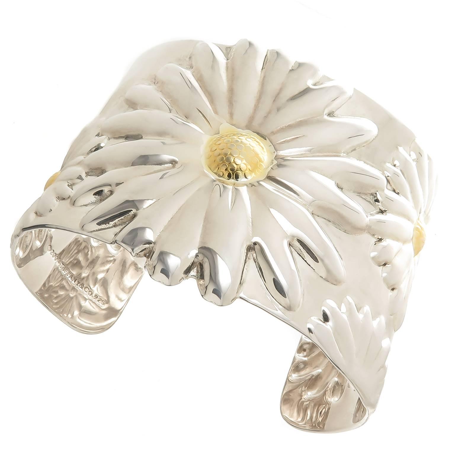 Tiffany & Co. Wide Silver Daisy Cuff Bracelet