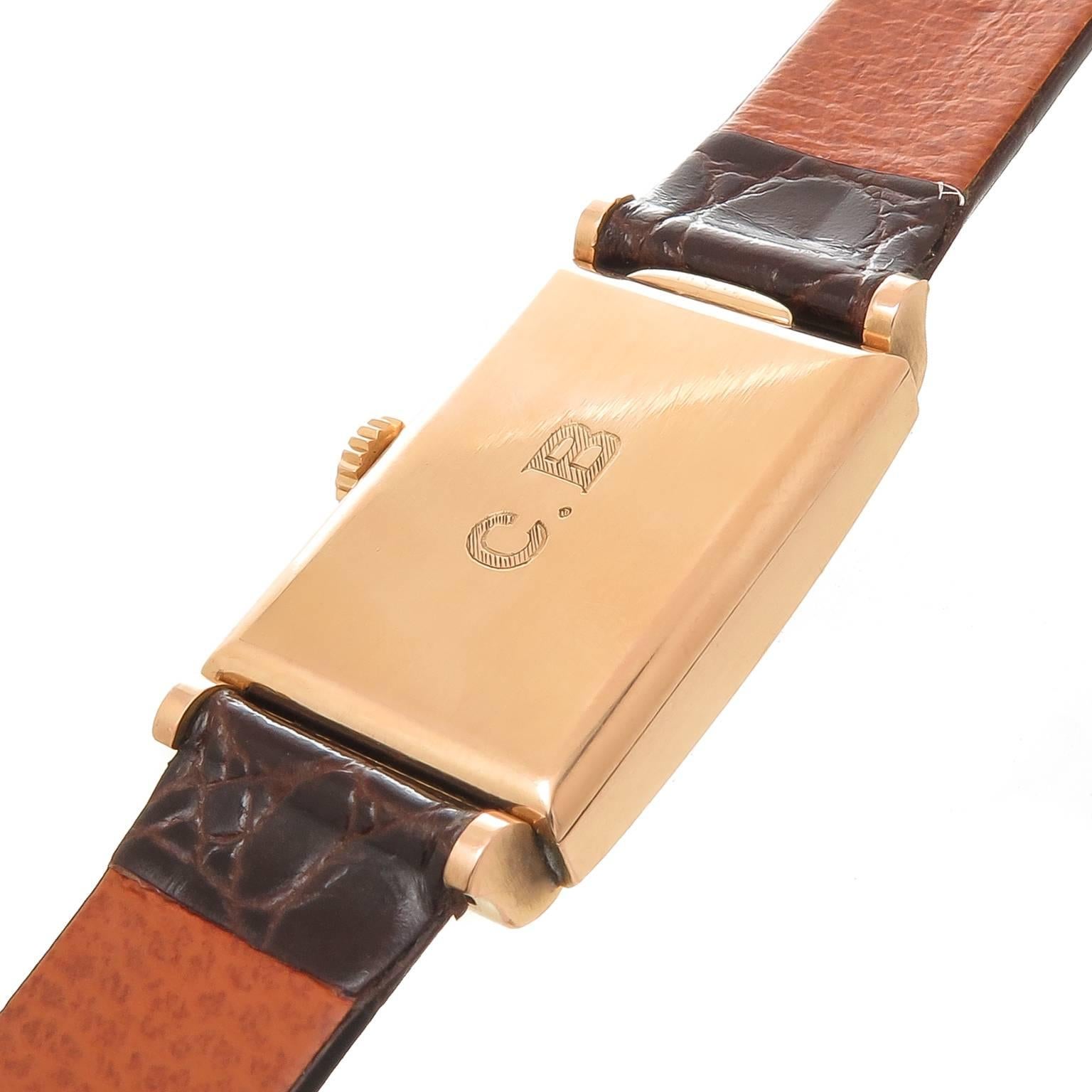 Patek Philippe Retailed by Cartier Rose Gold Manual Wristwatch, circa 1940s In Excellent Condition In Chicago, IL