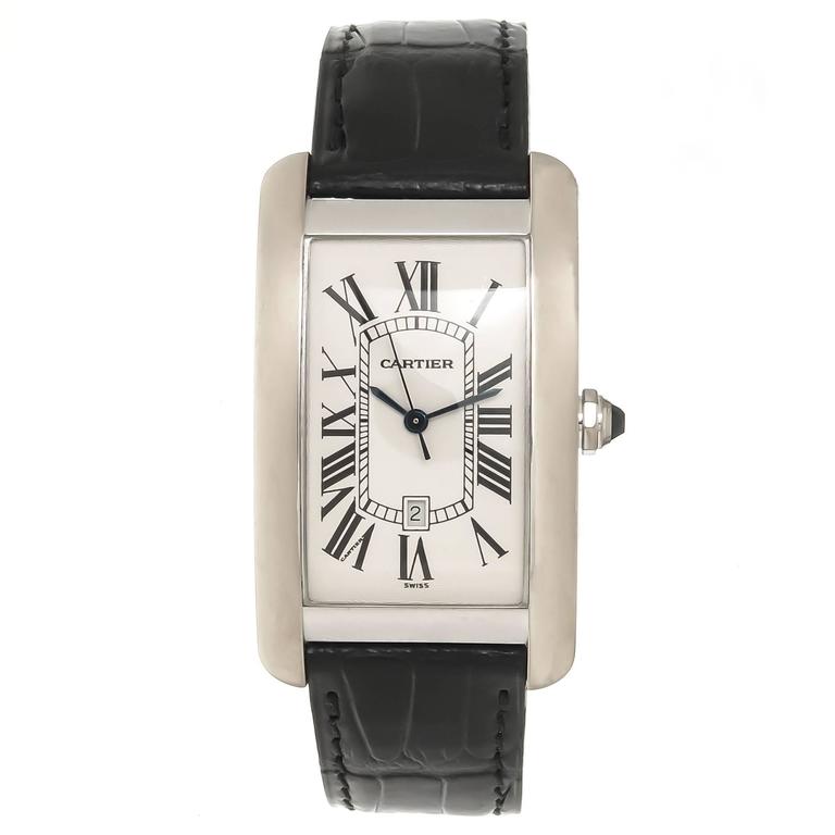 Cartier Large White Gold Automatic Tank American Wrist watch For Sale