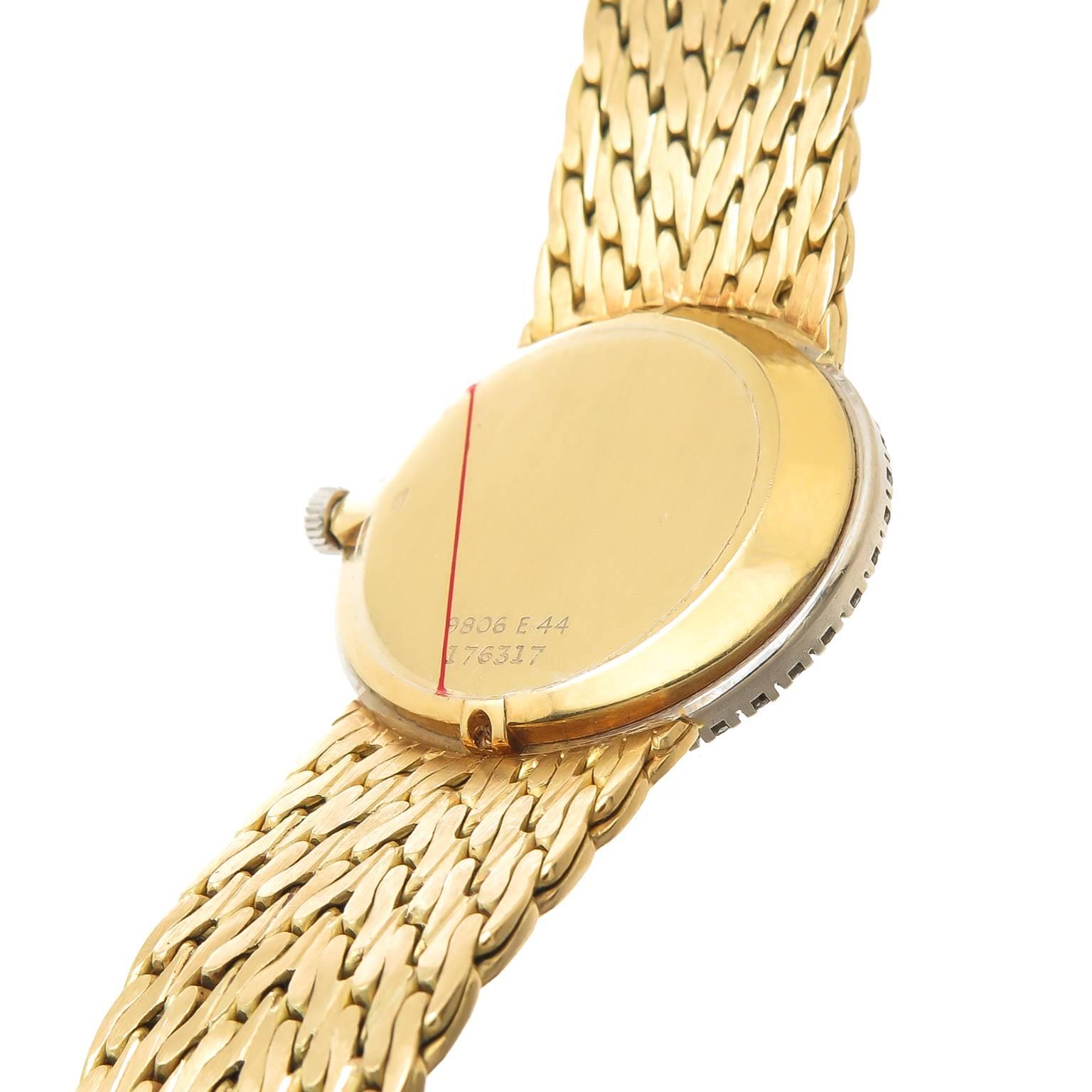 Piaget Ladies Yellow Gold Diamond and Nephrite Dial Wristwatch In Excellent Condition In Chicago, IL