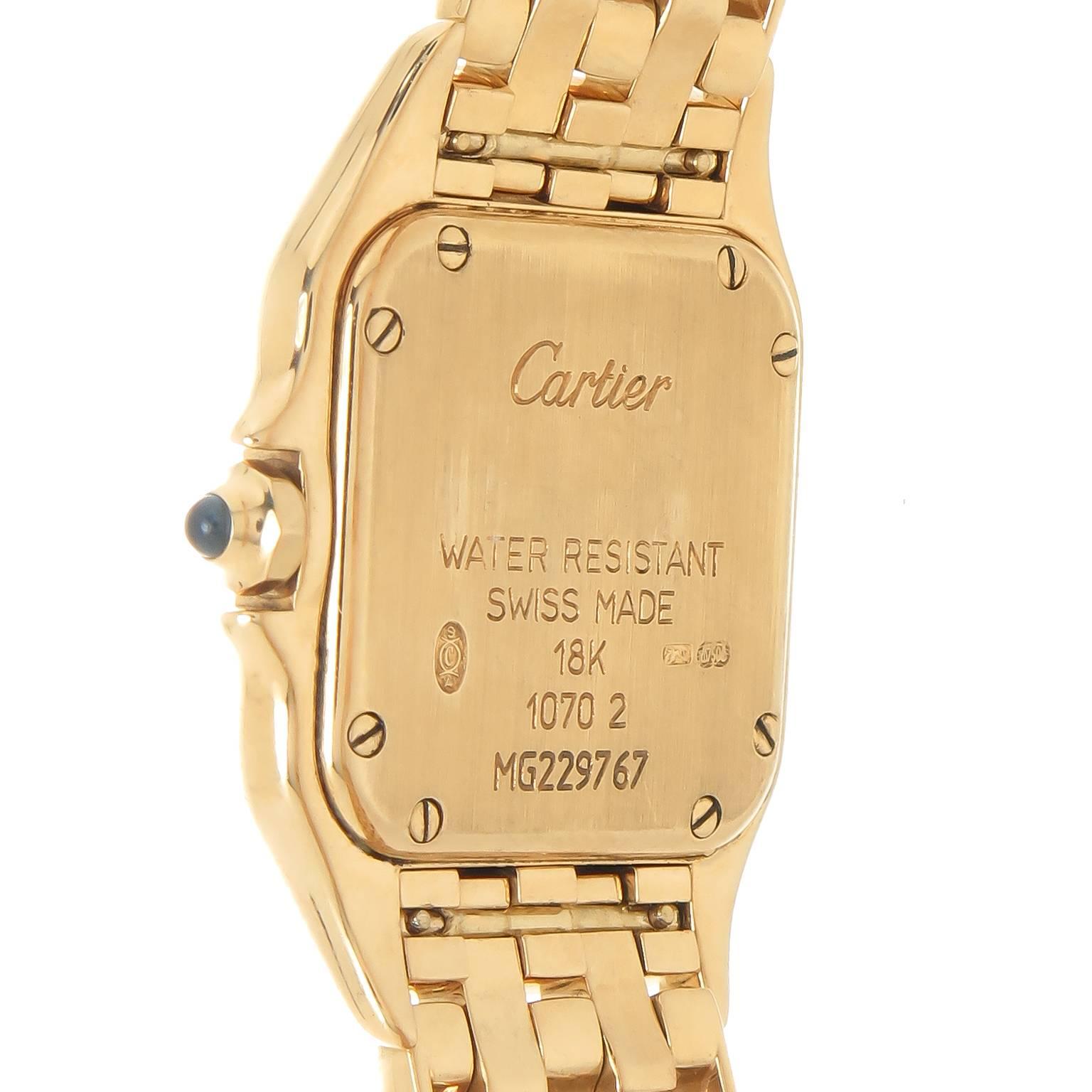 Cartier Ladies Yellow Gold Panther Quartz Wristwatch In Excellent Condition In Chicago, IL