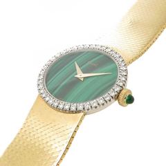 Piaget Damen Gelbgold Diamant Malachit Handaufzug Armbanduhr