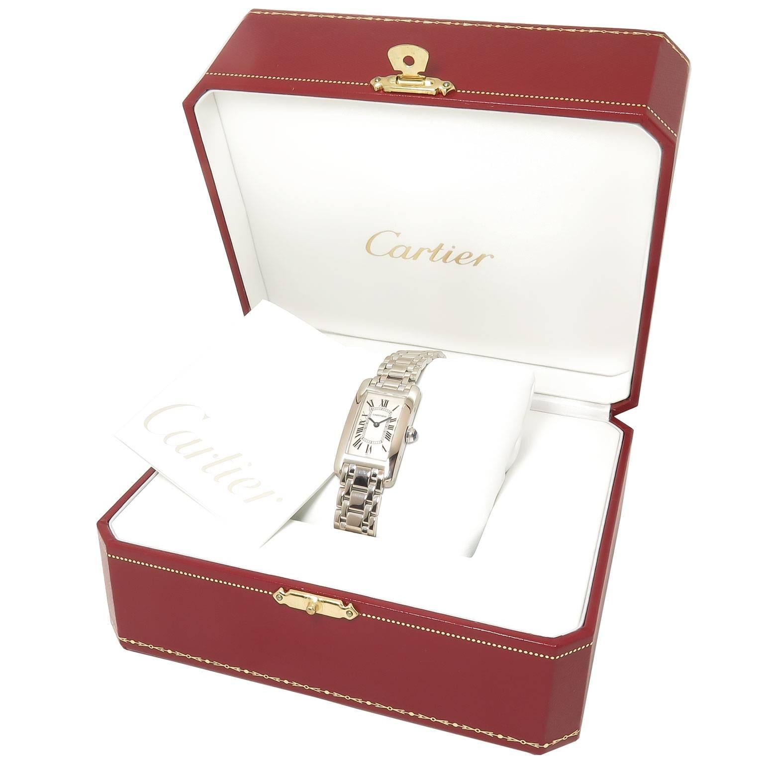 Women's Cartier ladies White Gold Tank American Quartz Wristwatch