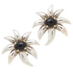 Tiffany & Co. Fireworks Onyx Silver Gold Earrings
