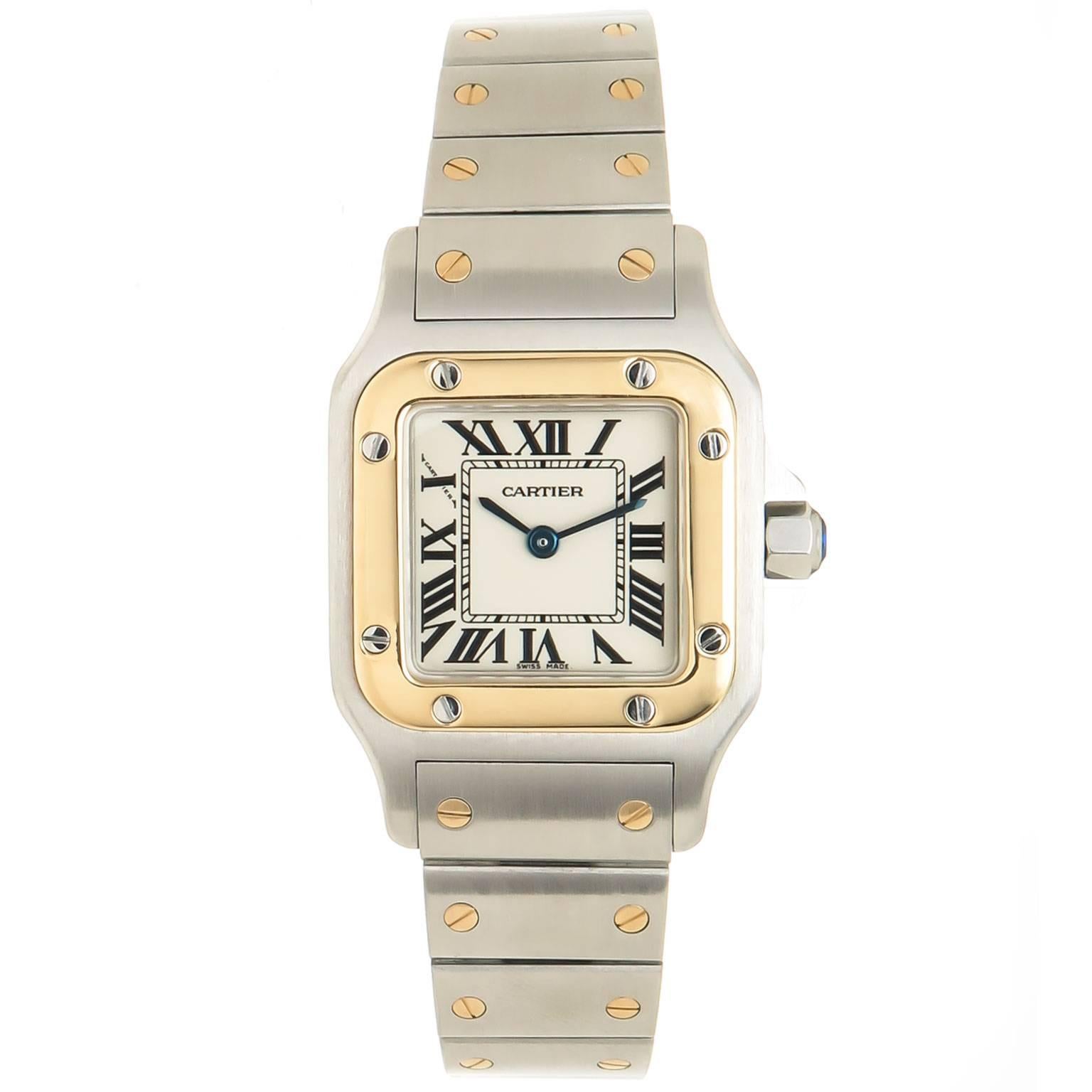 Cartier Ladies Santos Yellow Gold Stainless Steel Quartz Wristwatch