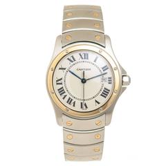 Cartier yellow Gold Stainless Steel Santos Ronde Midsize Quartz Wristwatch