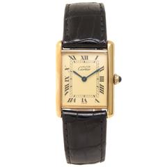 Cartier Vermeil Classic Quartz Tank Wrist Watch