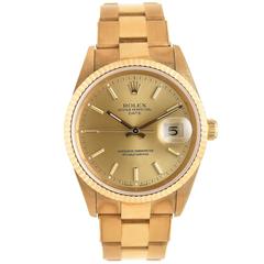 Rolex Yellow Gold Date automatic self winding Water Proof Oyster Wristwatch