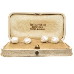 Tiffany & Co Gold and Natural Pearl Art Nouveau Cufflinks 8