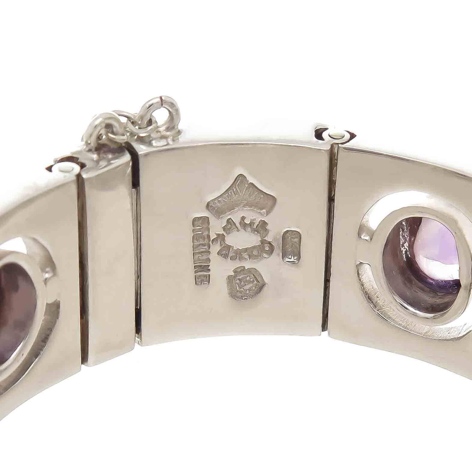 Antonio Pineda Silver and Amethyst Bracelet, 1960 In Excellent Condition In Chicago, IL