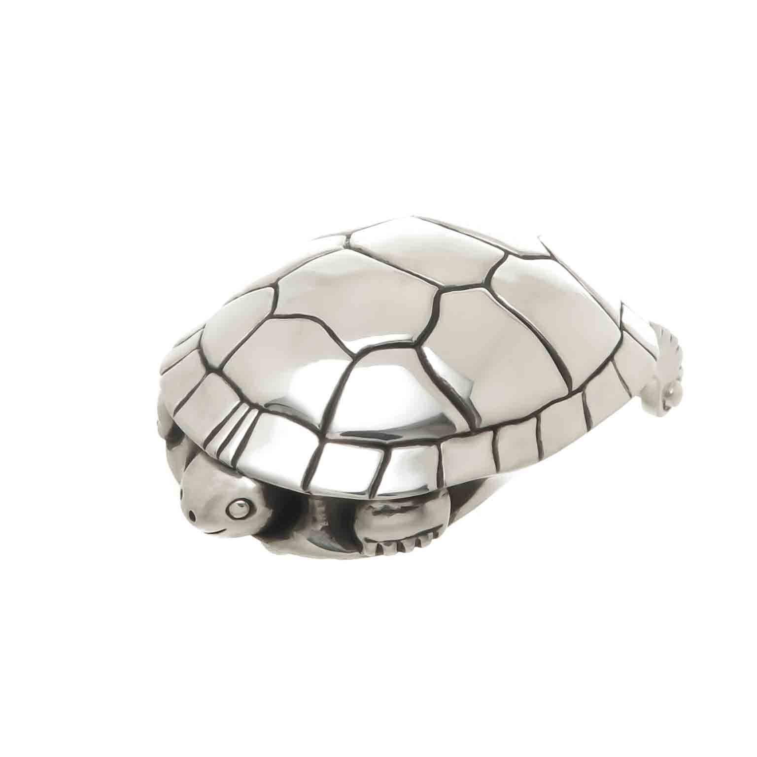 Circa 2000 Barry Kieselstein Cord Sterling Silver Turtle Form Belt Buckle, measuring 2 5/8 inch in length and 2 inch wide, very detailed, signed and numbered. 