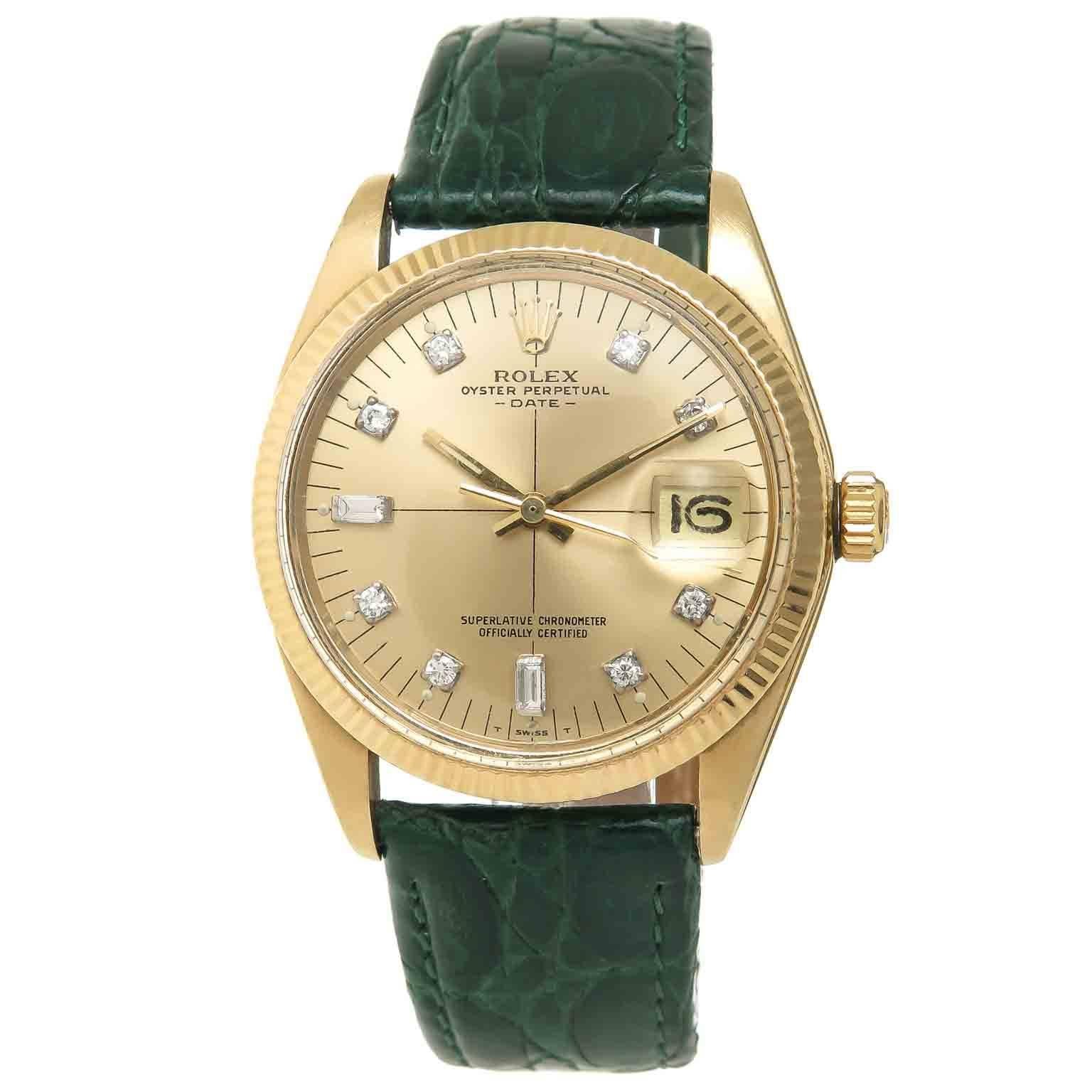 Rolex Yellow Gold Diamond Set Self Winding Automatic Wristwatch Ref 1503