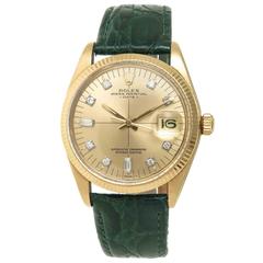Vintage Rolex Yellow Gold Diamond Set Self Winding Automatic Wristwatch Ref 1503 