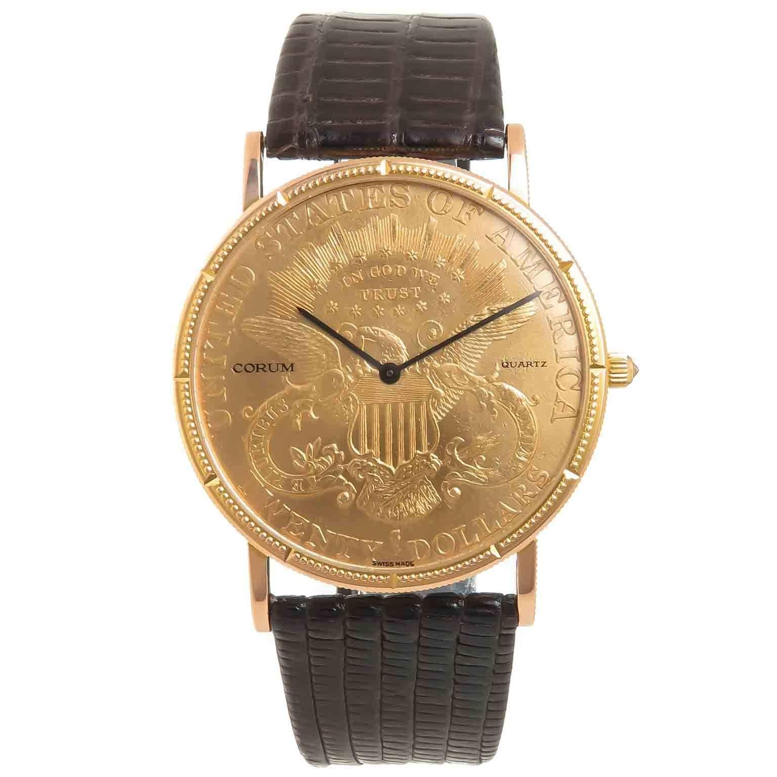 Corum 1903 $20 Gold Coin Double Sided Quartz Wrist Watch