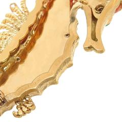 1970s Van Cleef & Arpels Large Coral Gold Sea Horse Brooch