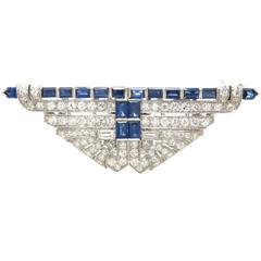Art Deco Platinum Diamond and Sapphire Dress Clips Brooch 2
