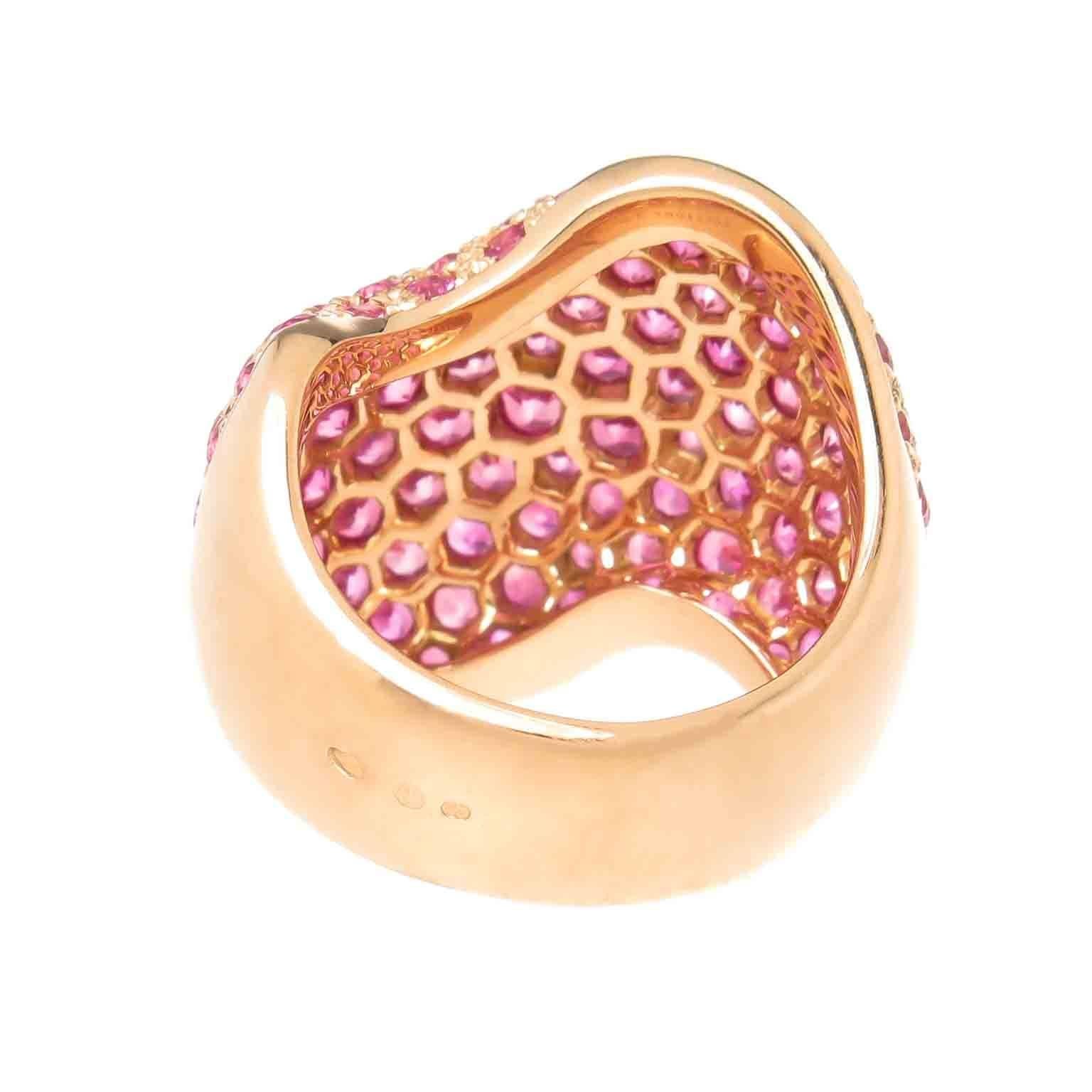 Van Cleef & Arpels Pink Sapphire Pave Ring In Excellent Condition In Chicago, IL
