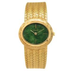 Retro Piaget Yellow Gold Jadeite Dial Mechanical Winding Wristwatch