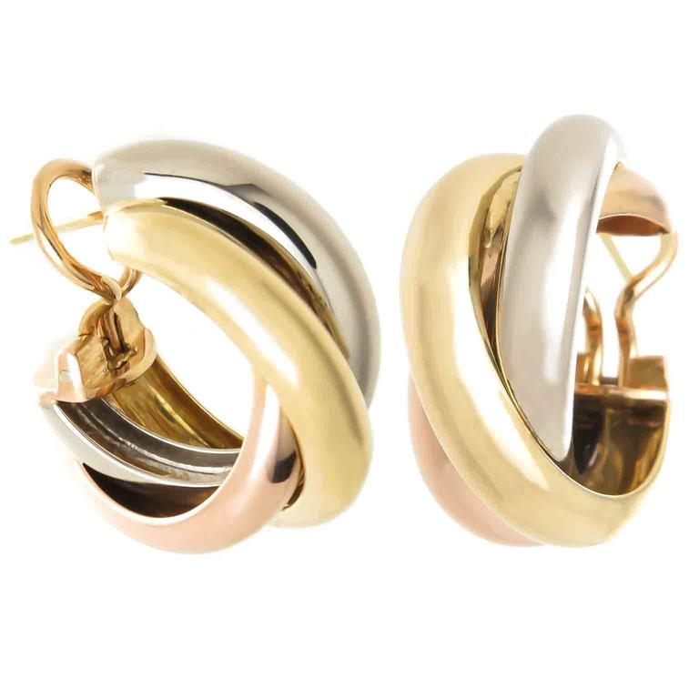 Cartier Trinity Tricolor Gold Earrings 