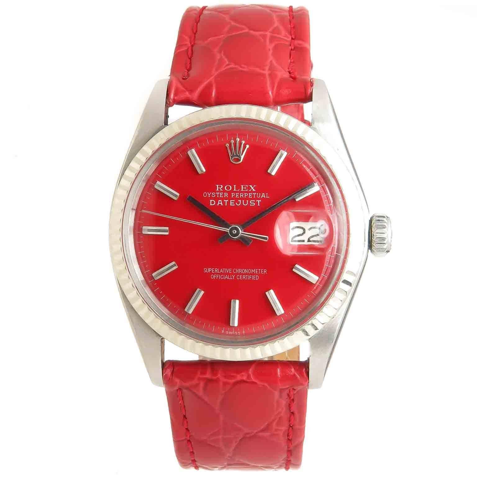 Rolex Stainless Steel Datejust Custom Dial Automatic Wristwatch Ref 1601