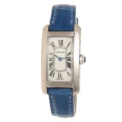 Cartier White Gold Ladies Tank American Quartz Wristwatch