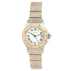 Cartier Ladies Yellow Gold Stainless Steel Santos Automatic Wristwatch