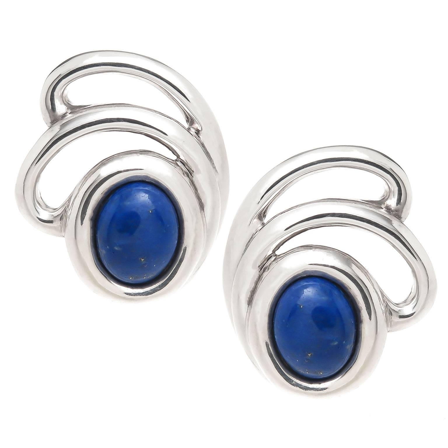 Tiffany & Co. Lapis Lazuli Sterling Earrings