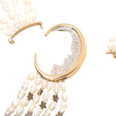 Erte Nocturne Pearl Diamond Gold Necklace